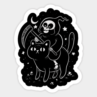 grim reaper and cat Sticker